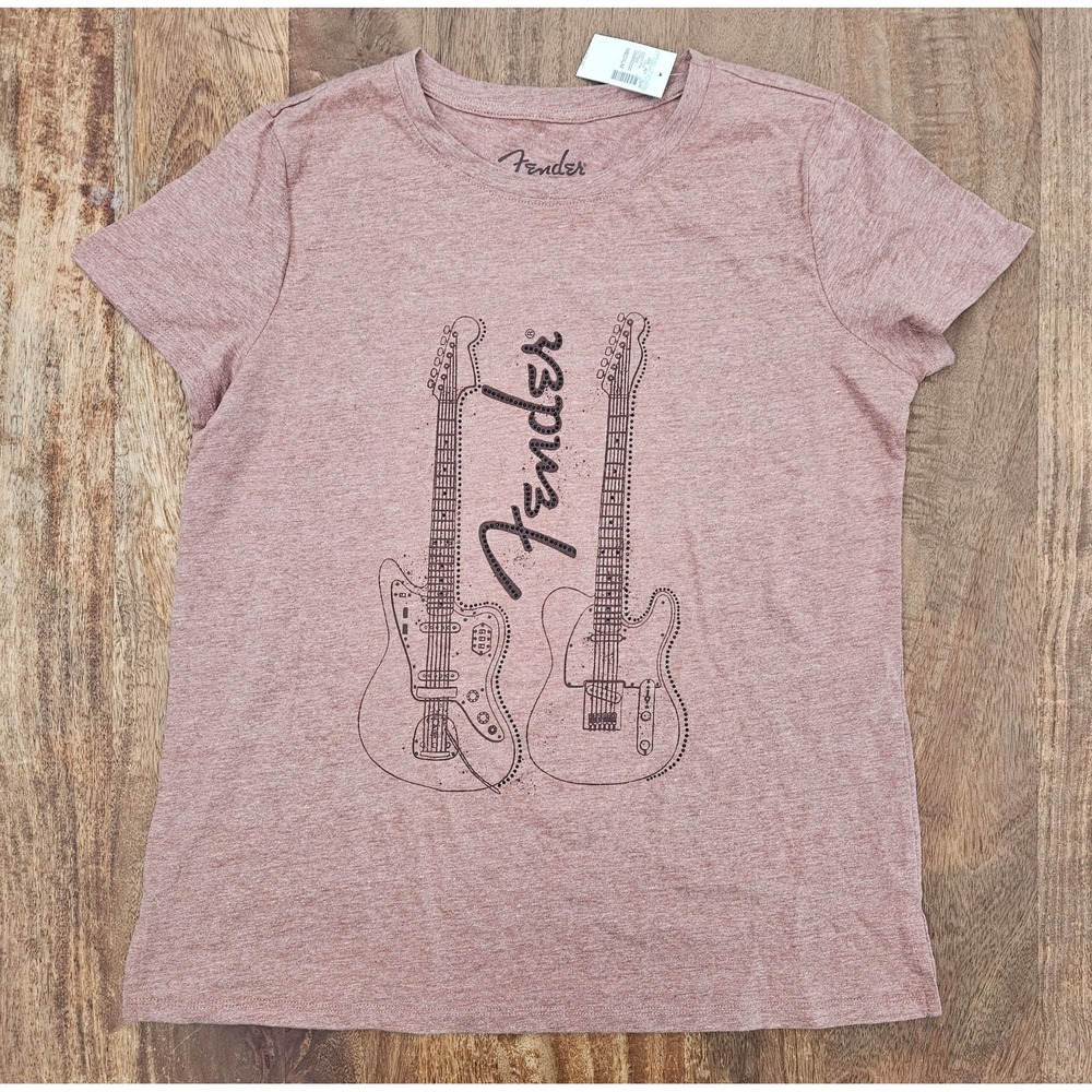 Fender T-Shirt Womens Medium Pink Rhinestones Guitars Maurices NWT